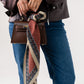 Orla Square Print Neck Scarf In Bordeaux Mix