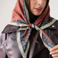 Orla Square Print Neck Scarf In Bordeaux Mix