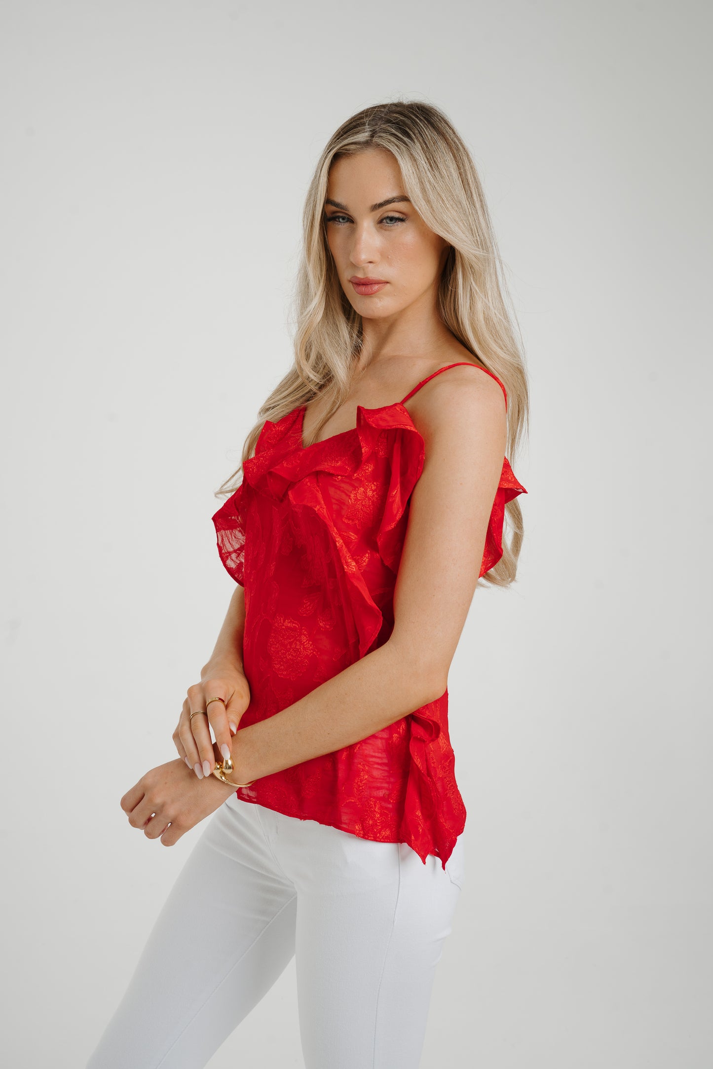 Holly Ruffle Cami In Red