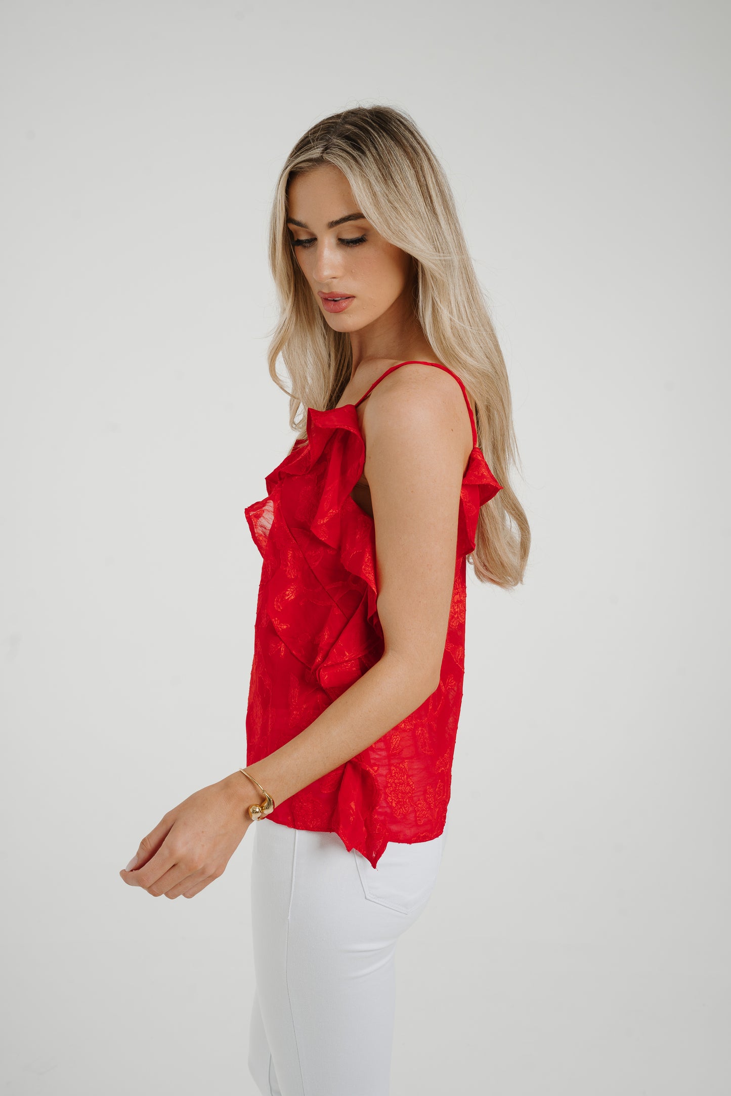 Holly Ruffle Cami In Red
