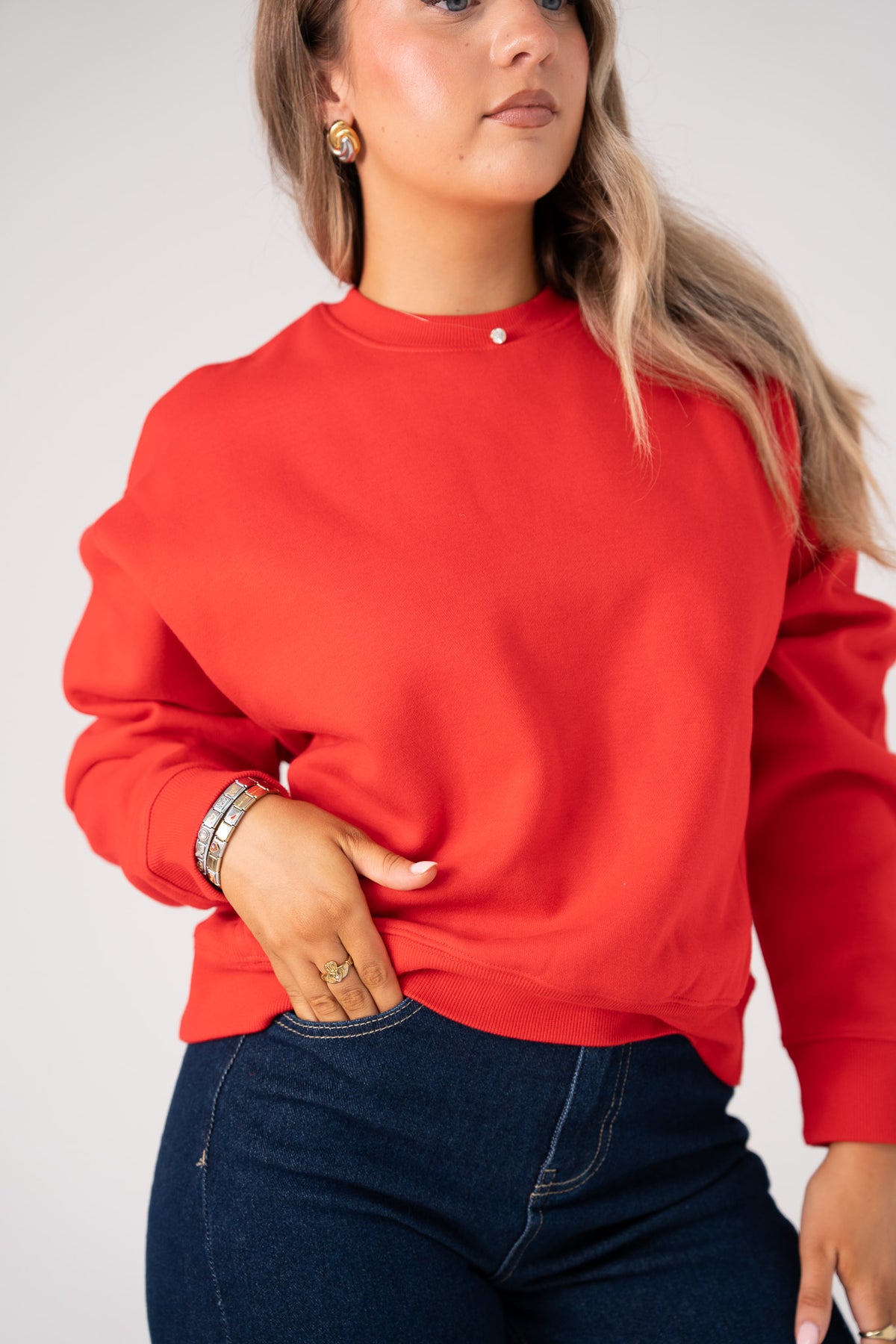 Love Laura Round Neck Sweatshirt In Red