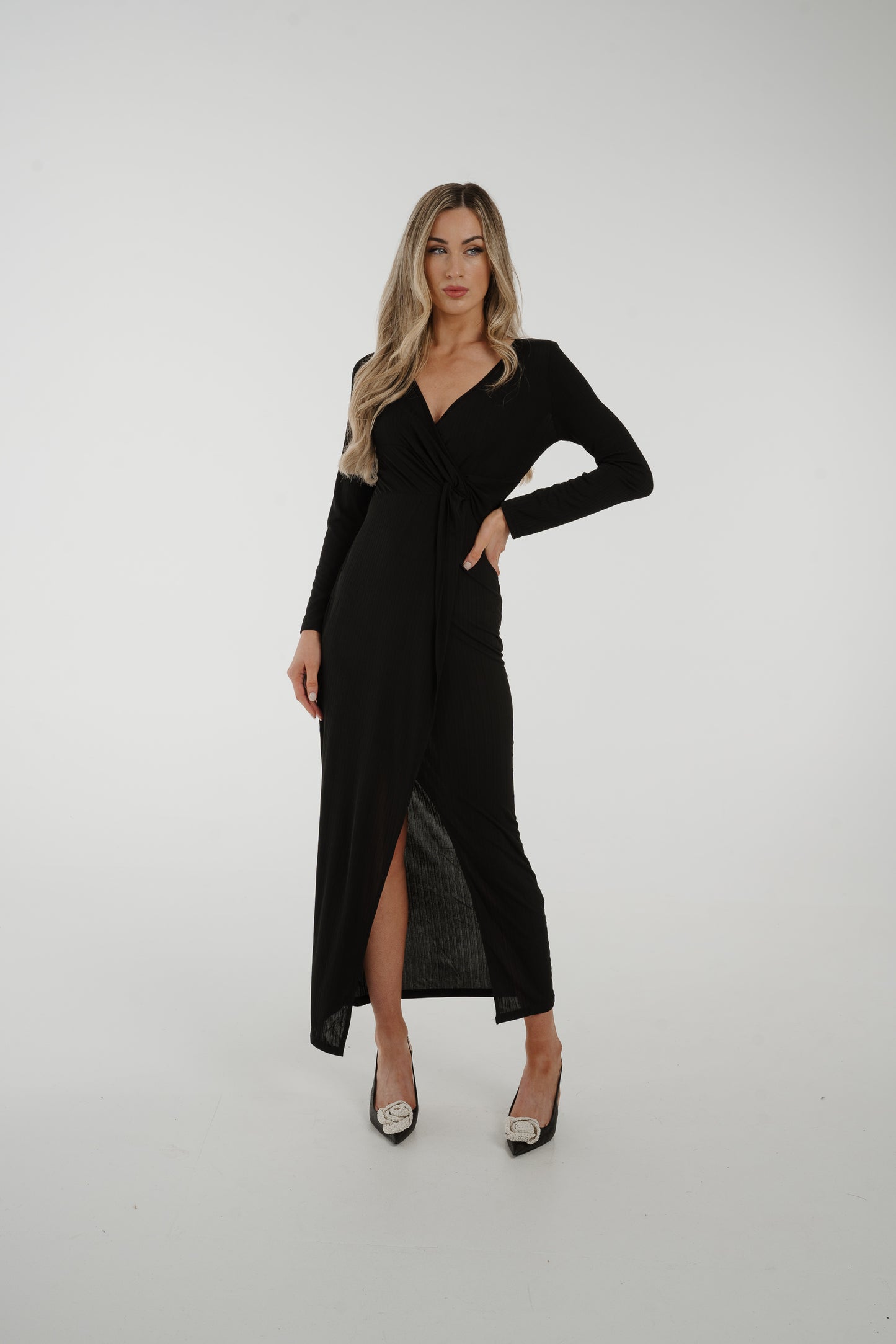 Willow Wrap Twist Front Dress In Black