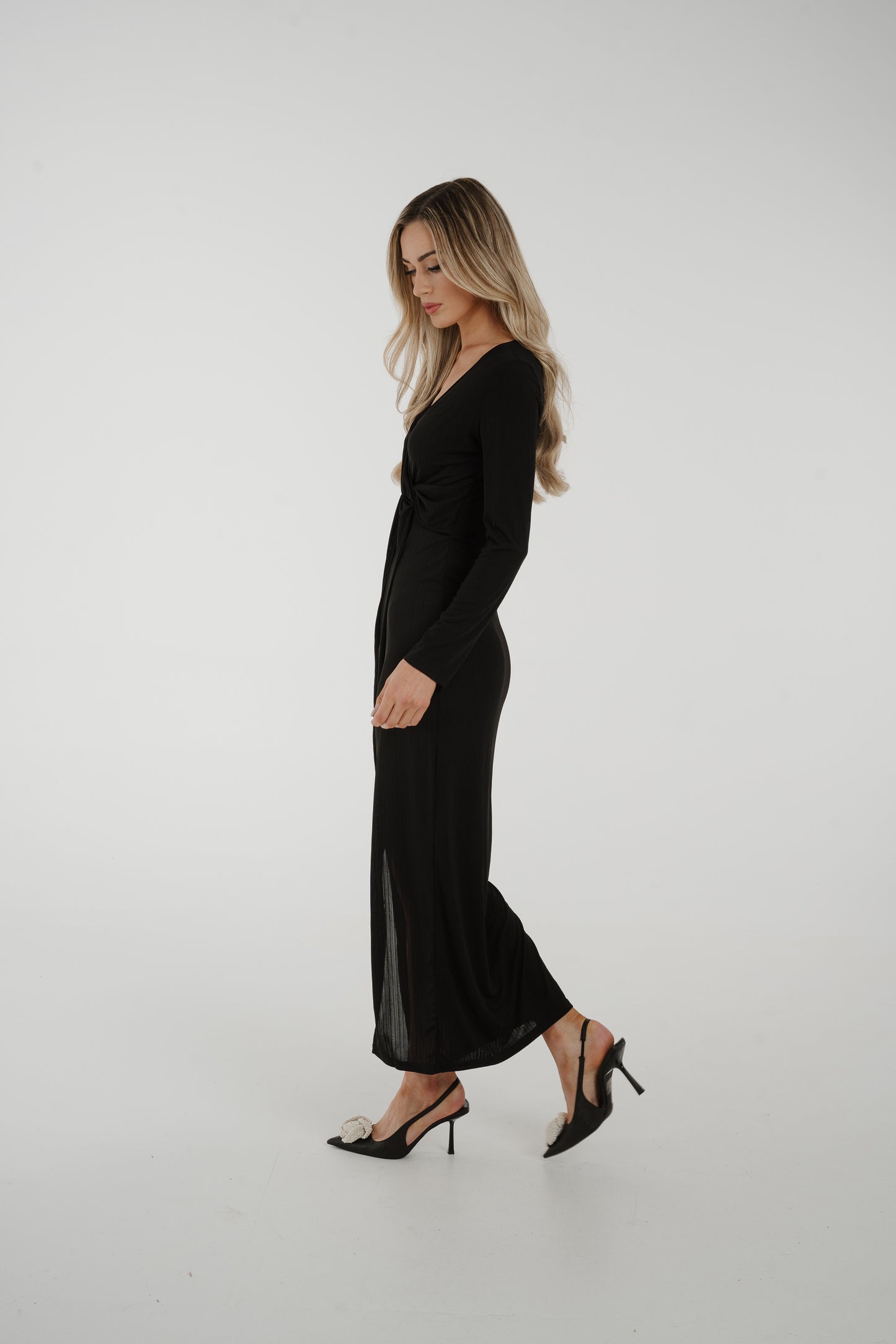 Willow Wrap Twist Front Dress In Black