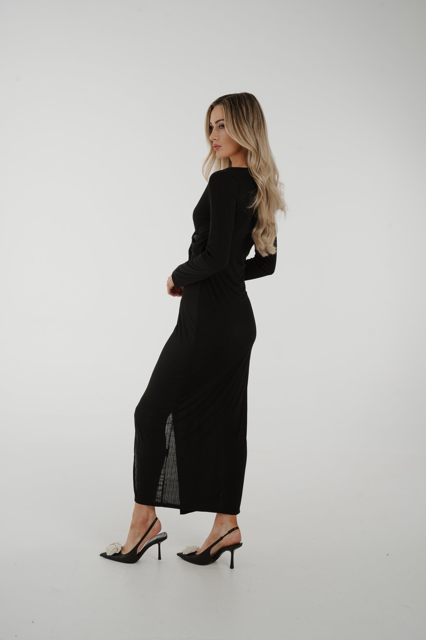 Willow Wrap Twist Front Dress In Black