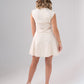 Holly Button Front Pleated Dress In Cream