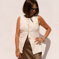 Love Laura Denim Waistcoat In Cream