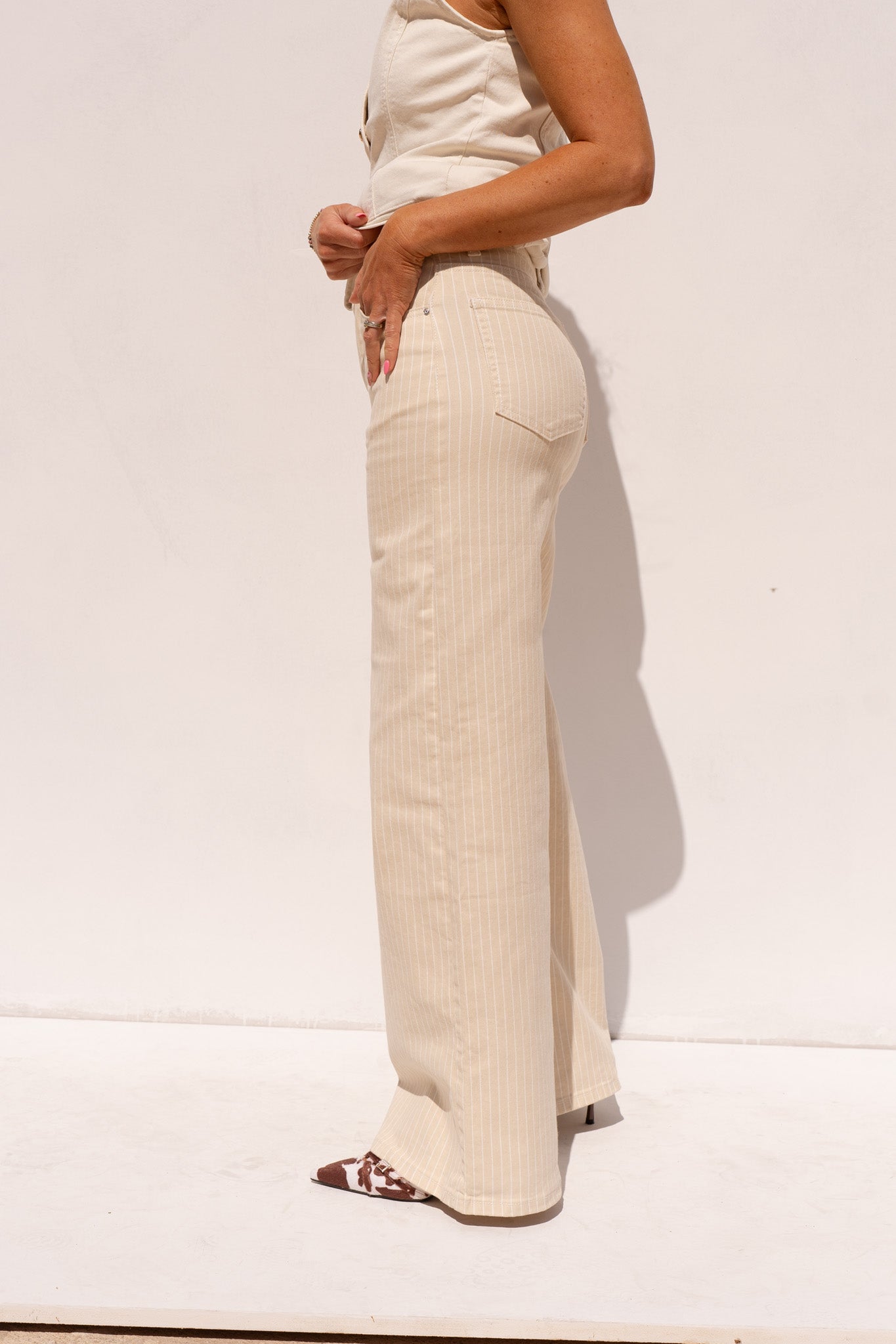 Love Laura Pinstripe Jeans In Neutral
