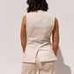 Love Laura Denim Waistcoat In Cream