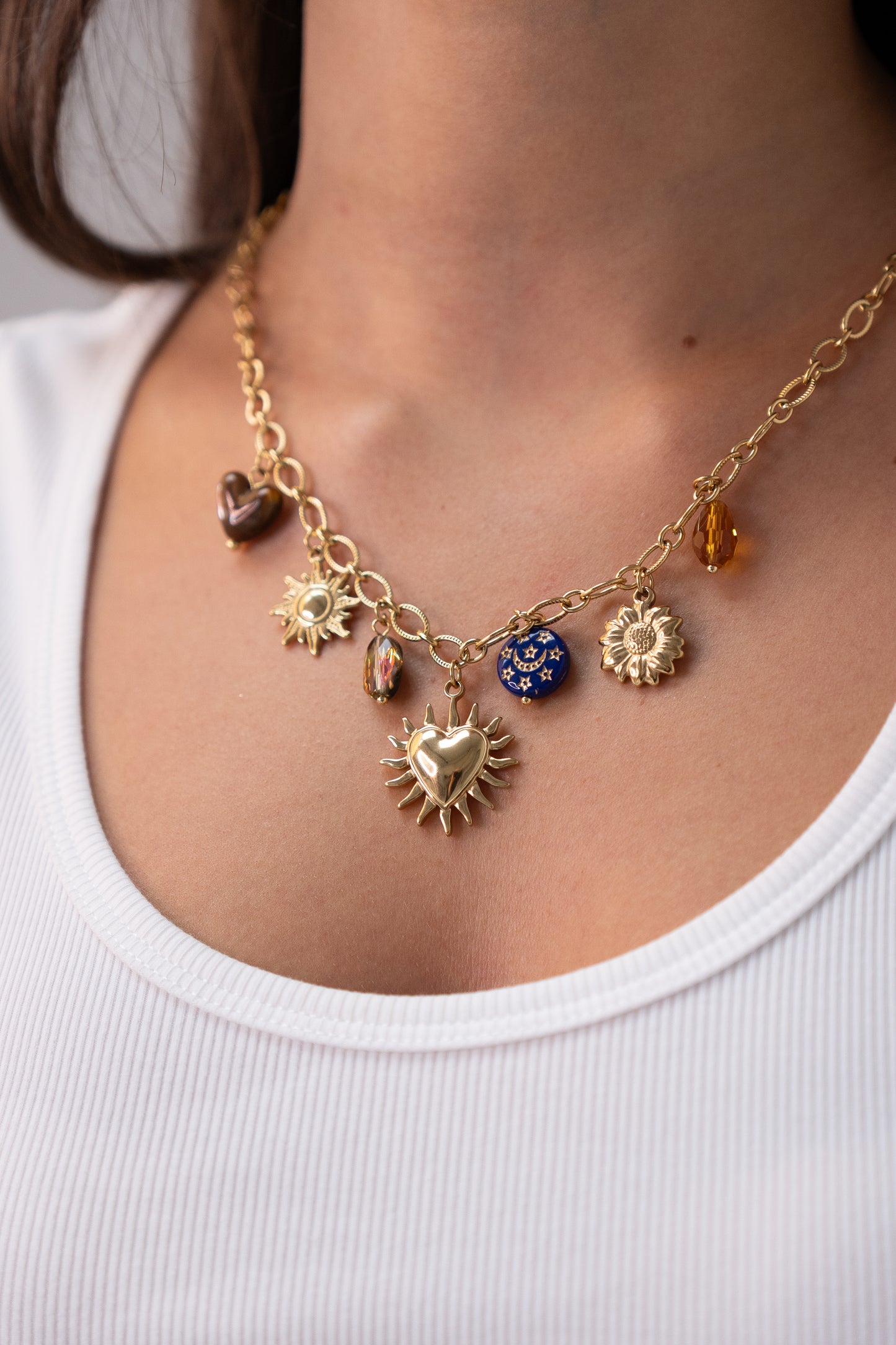 Polly Celestial Charm Necklace In Gold