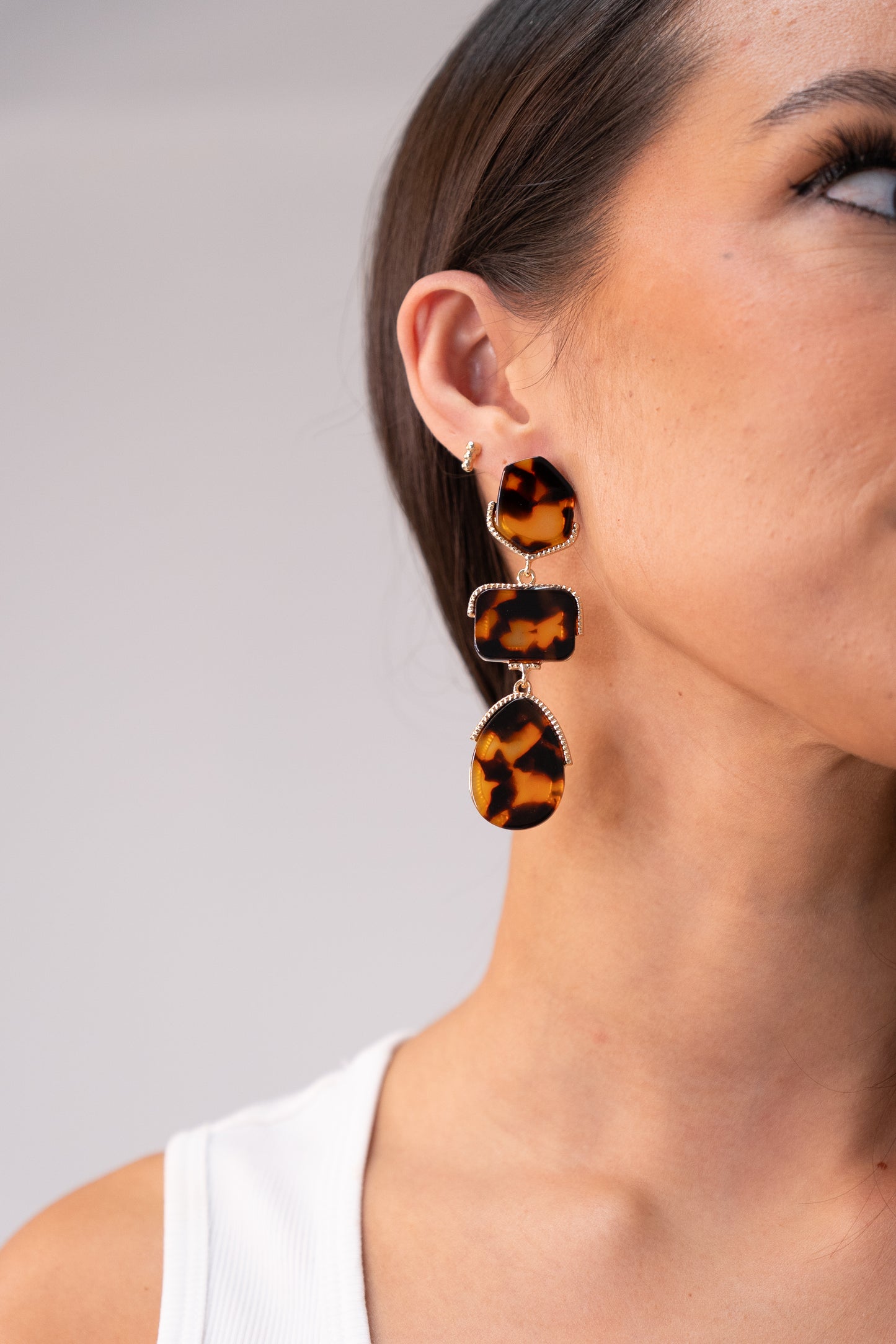Polly Leopard Print Earrings In Tan