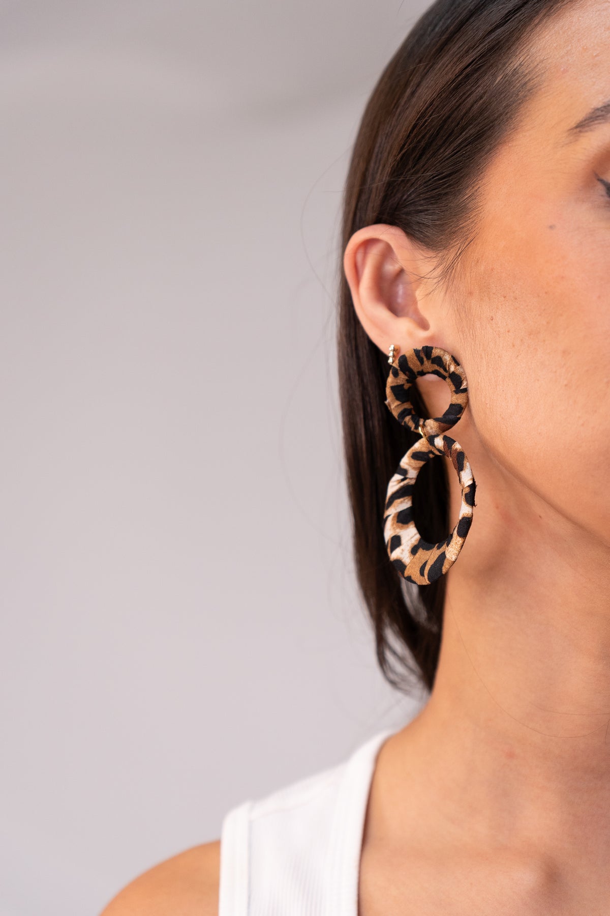 Polly Circle Earrings In Leopard Print