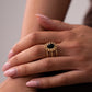 Polly Oval Black Stone Ring In Gold