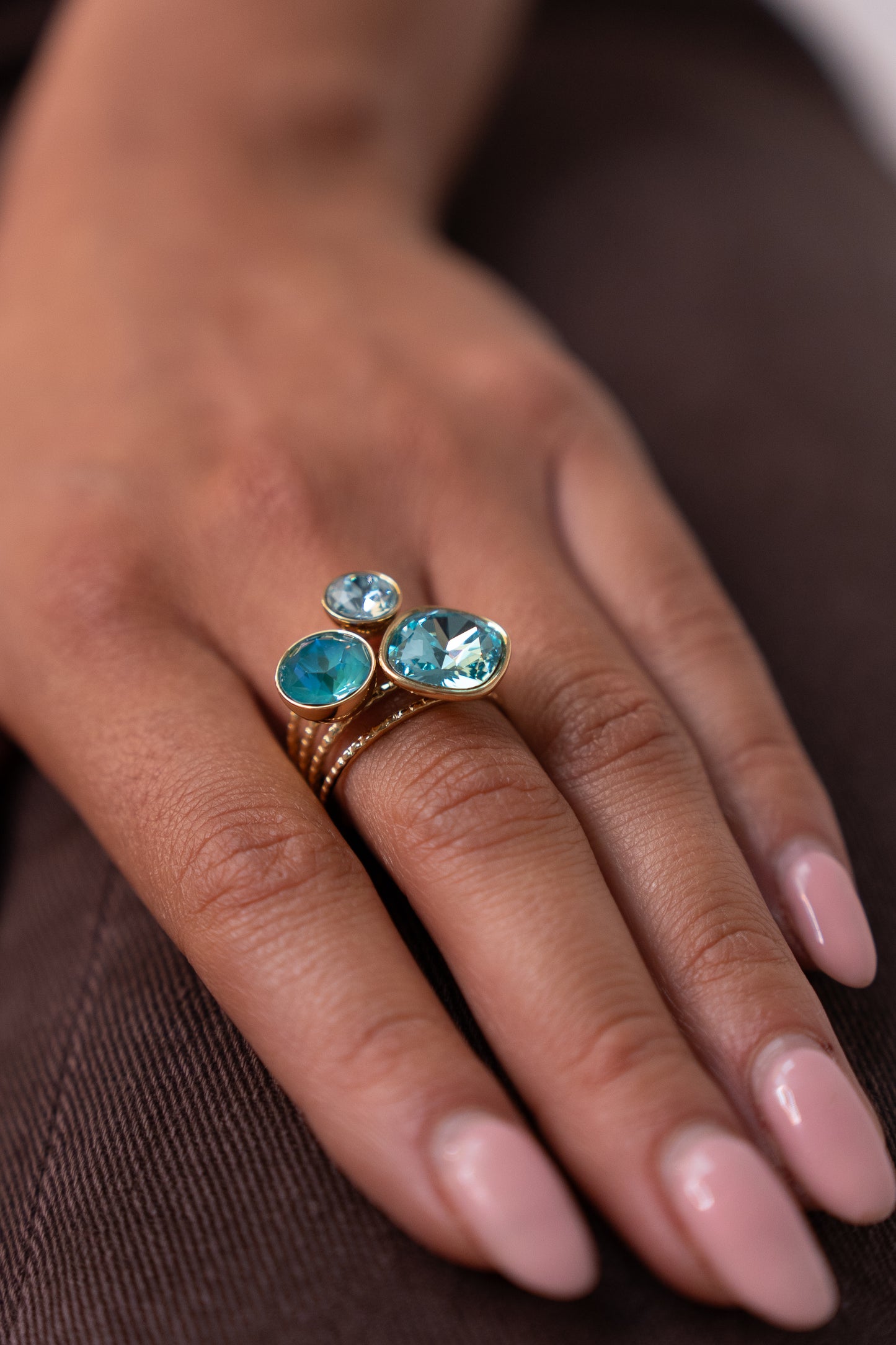 Polly Trilogy Gem Ring In Turquoise