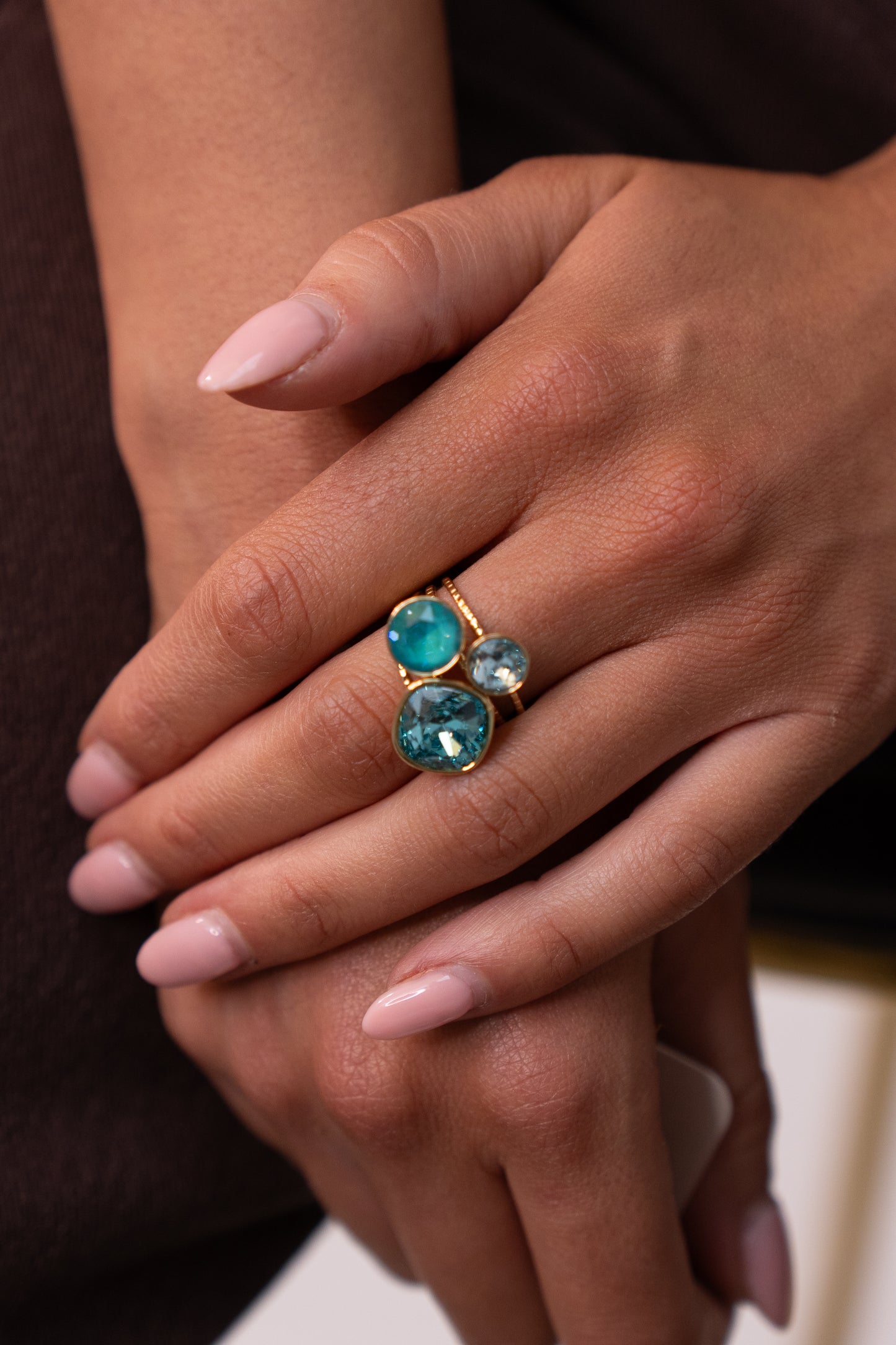Polly Trilogy Gem Ring In Turquoise