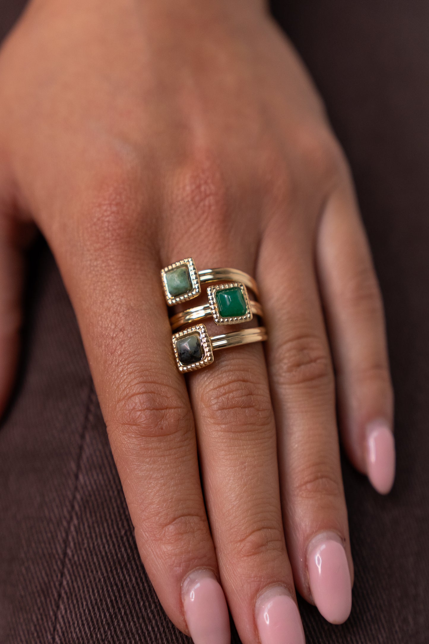 Ruby Trilogy Stone Ring In Multi