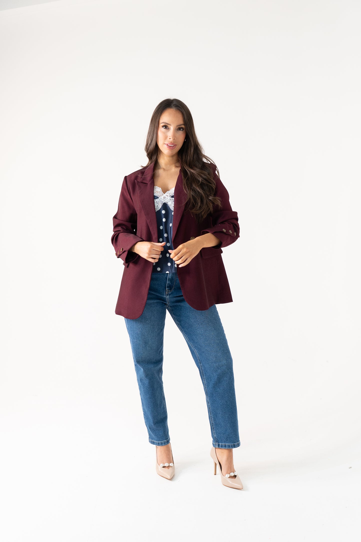 Kiera Polka Dot Cami In Navy