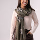 Polly Contrast Heart Scarf In Khaki