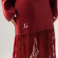 Love Laura Contrast Knit Dress In Burgundy