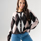 Millie Diamond Knit Cardigan In Pink Mix