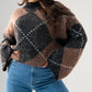 Millie Diamond Knit Jumper In Grey Mix