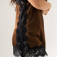 Millie Lace Trim Cami In Chocolate