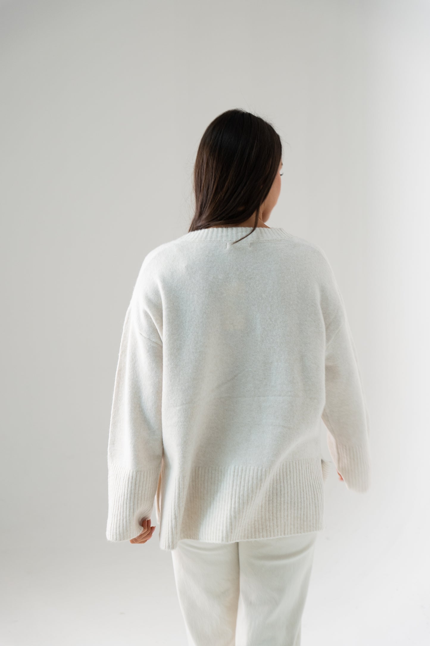 Ella V-Neck Jumper In Cream