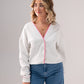 Love Laura Pink Trim Jacket In Grey