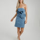 Flynn Floral Bandeau Dress In Dark Denim