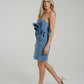 Flynn Floral Bandeau Dress In Dark Denim