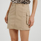 Elsa Cargo Mini Skirt In Camel