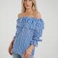 Ally Bardot Top In Blue Stripe