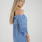 Ally Bardot Top In Blue Stripe