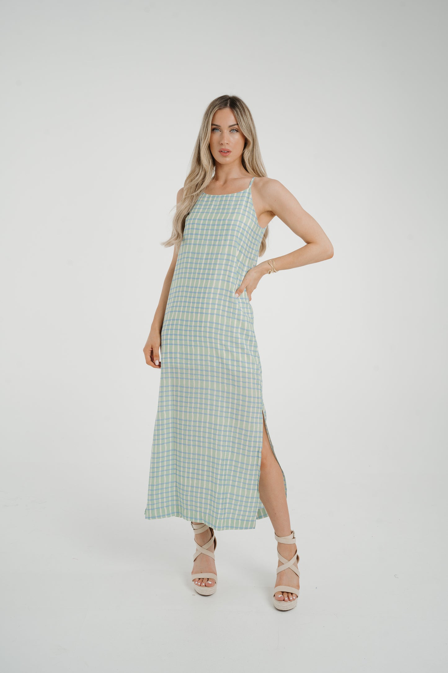 Frankie Printed Maxi Dress In Turquoise Mix