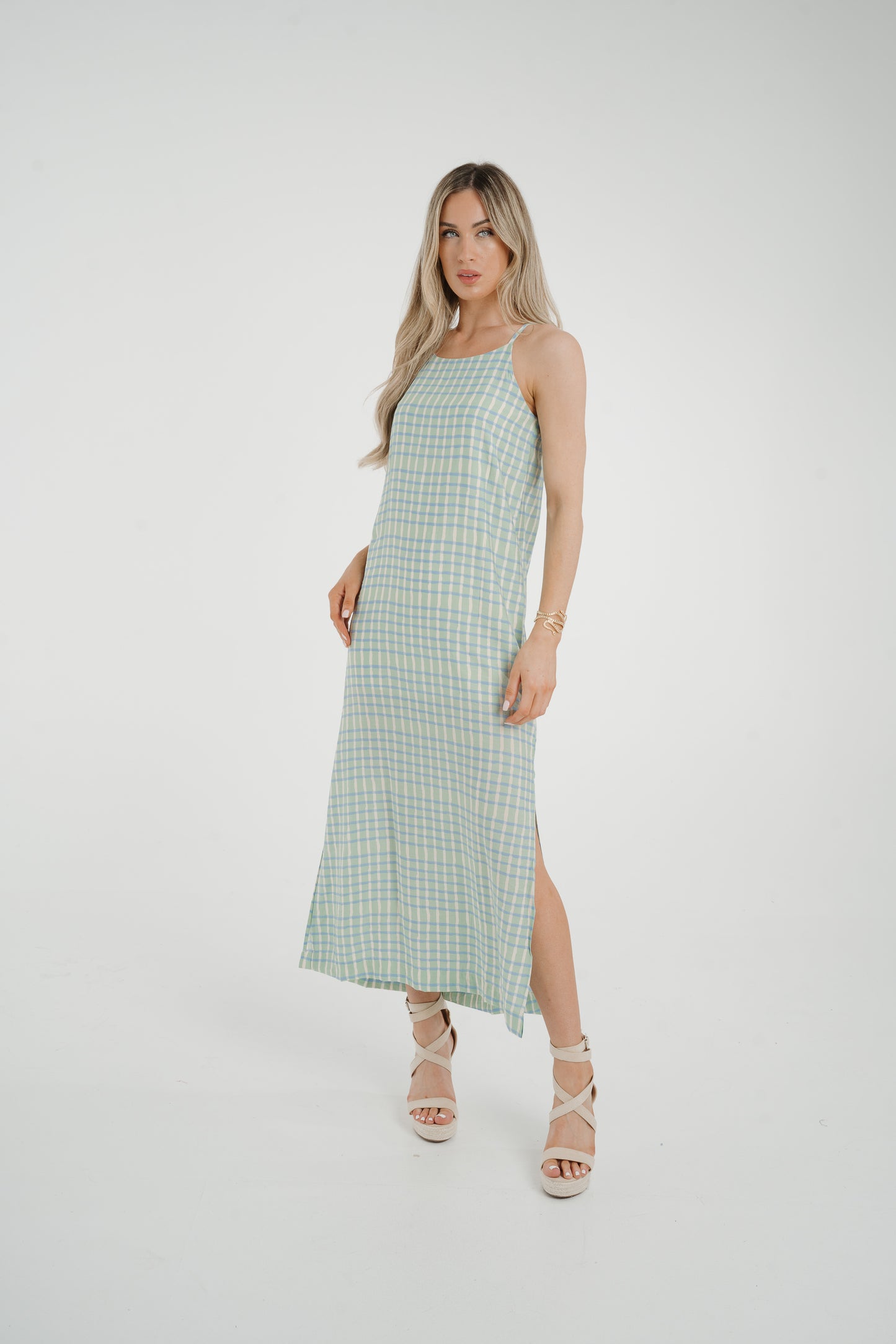 Frankie Printed Maxi Dress In Turquoise Mix