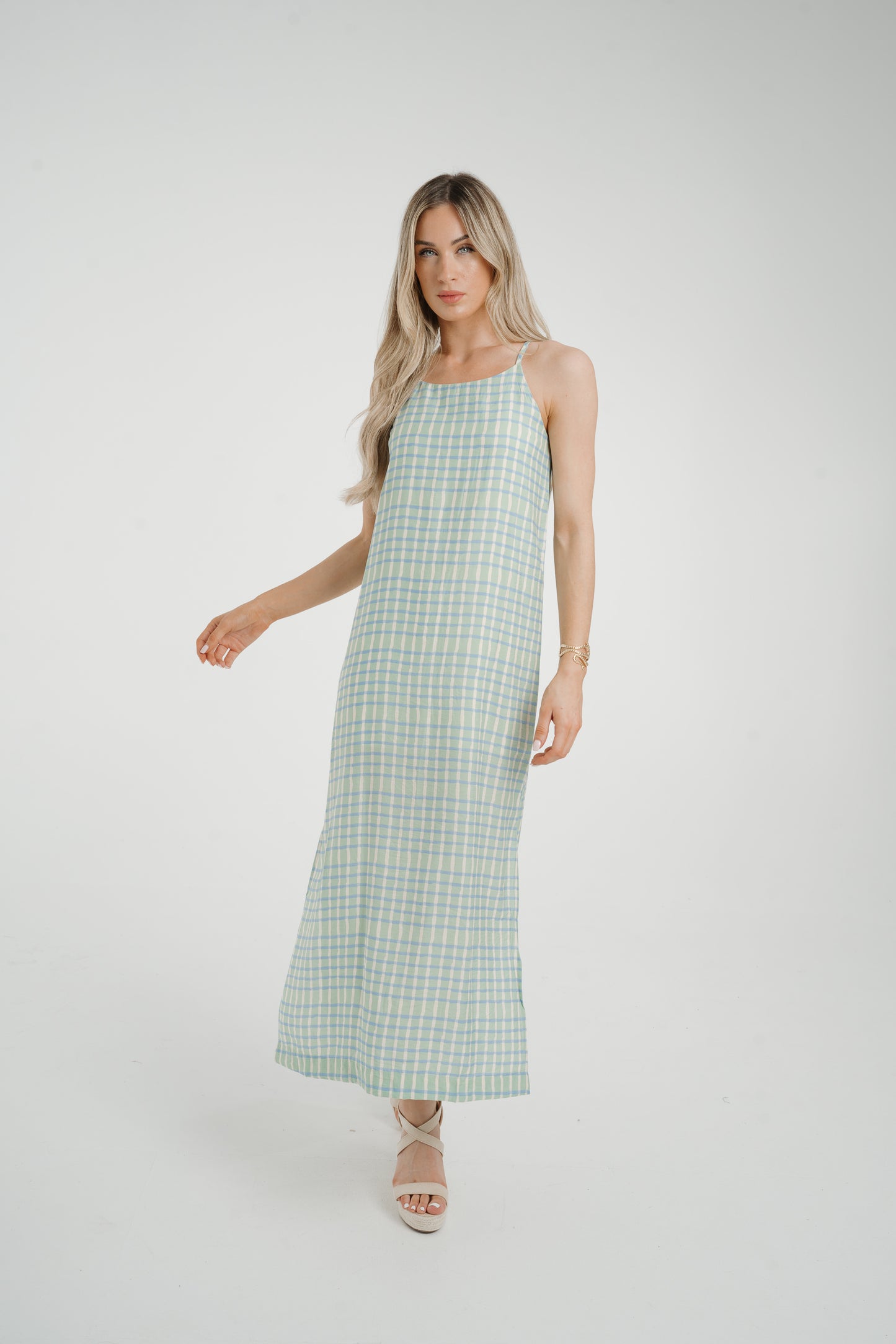 Frankie Printed Maxi Dress In Turquoise Mix