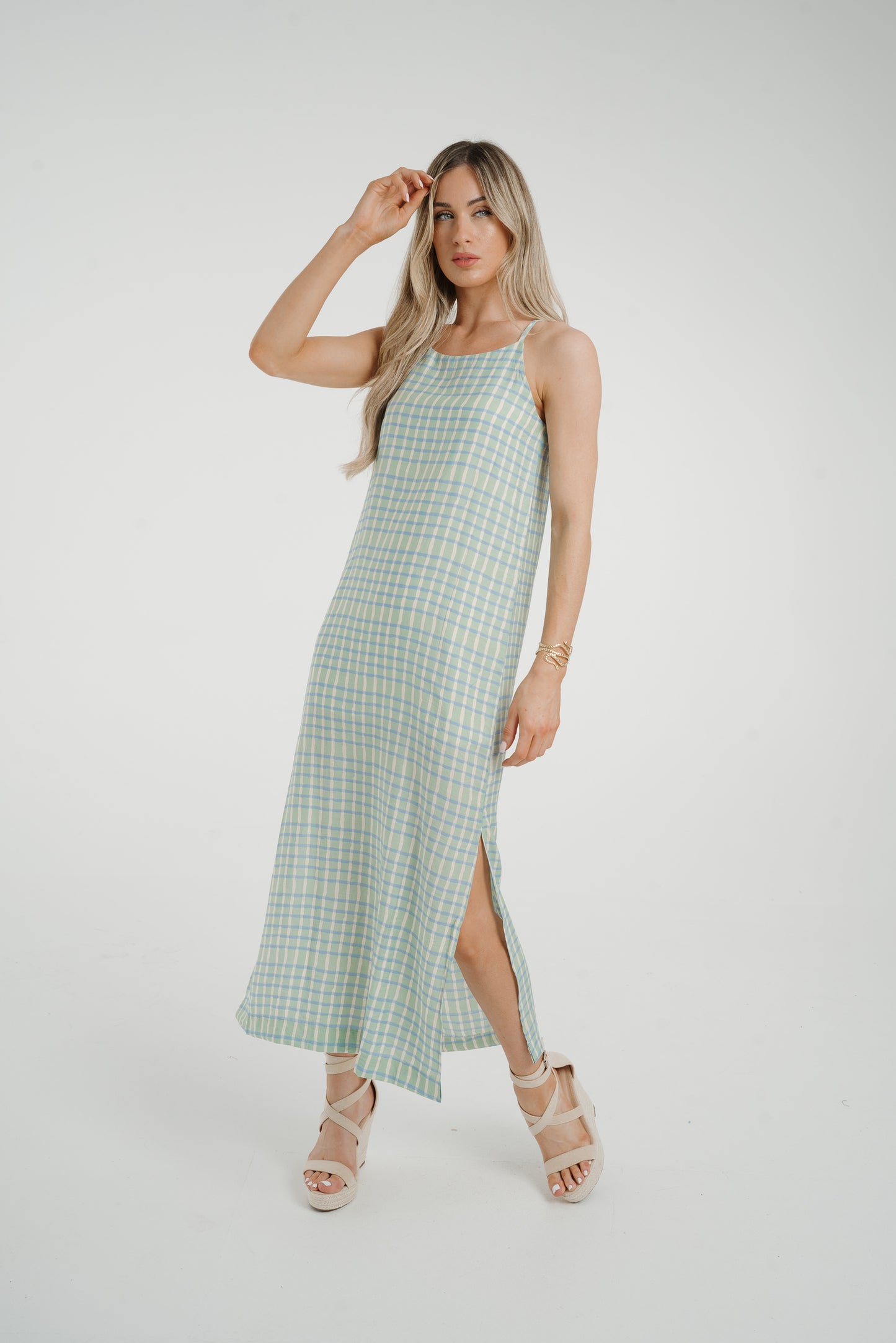 Frankie Printed Maxi Dress In Turquoise Mix