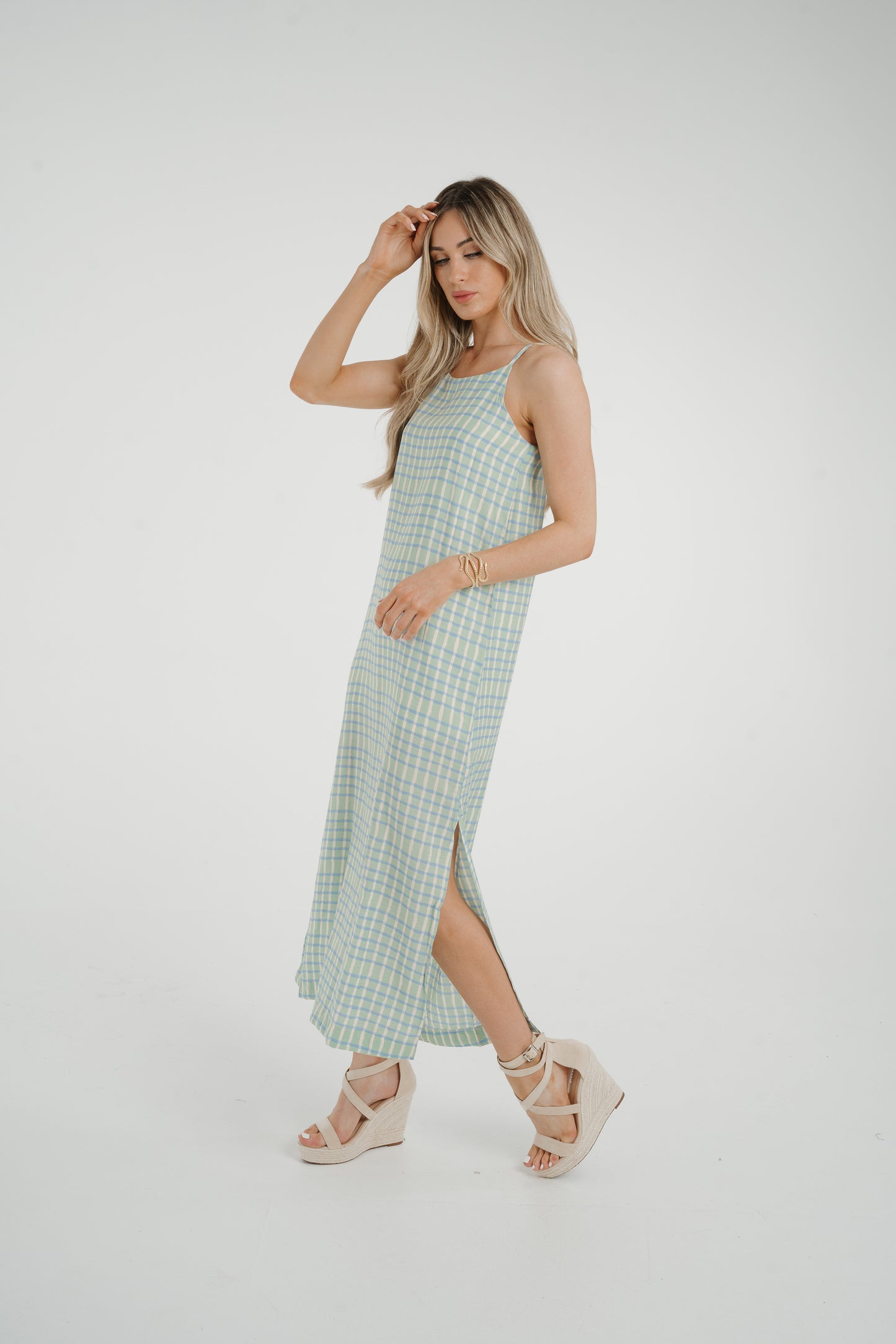 Frankie Printed Maxi Dress In Turquoise Mix