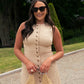 Love Laura Pinstripe Shirt Dress In Sand