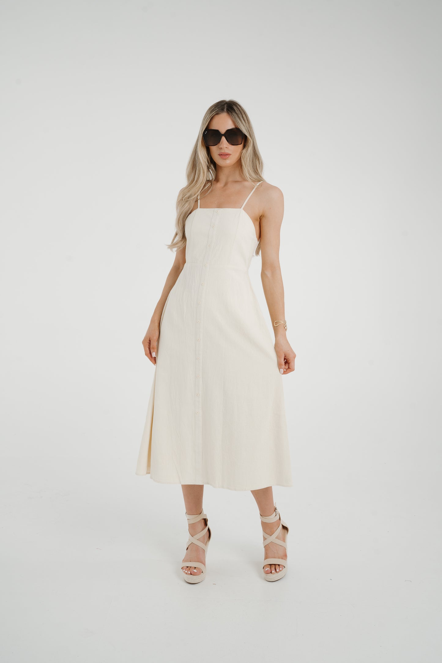 Frankie Button Front Dress In Cream