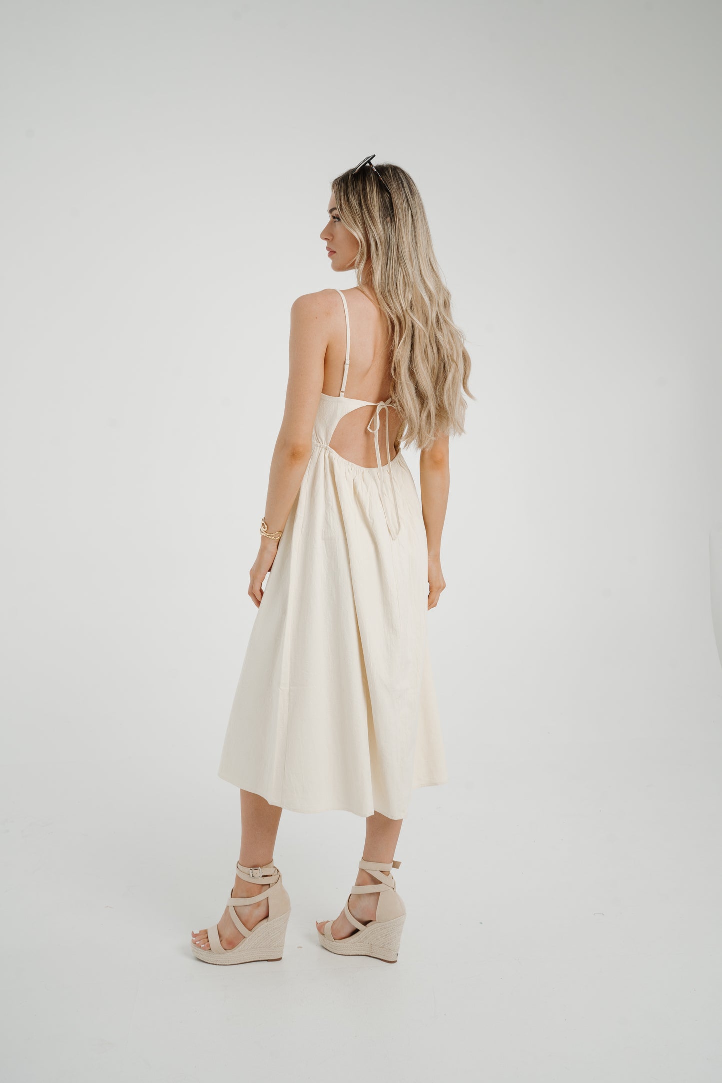 Frankie Button Front Dress In Cream