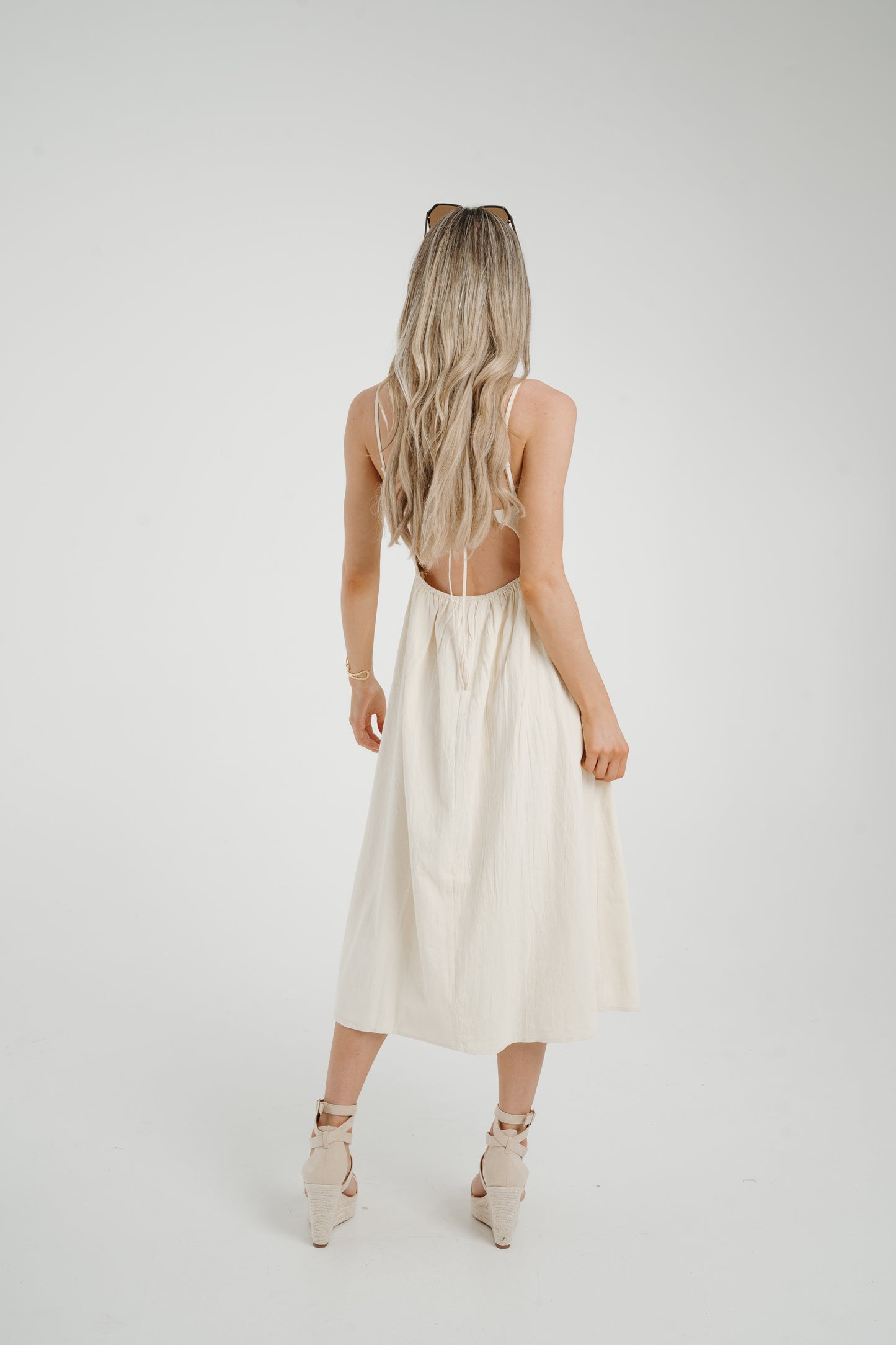 Frankie Button Front Dress In Cream