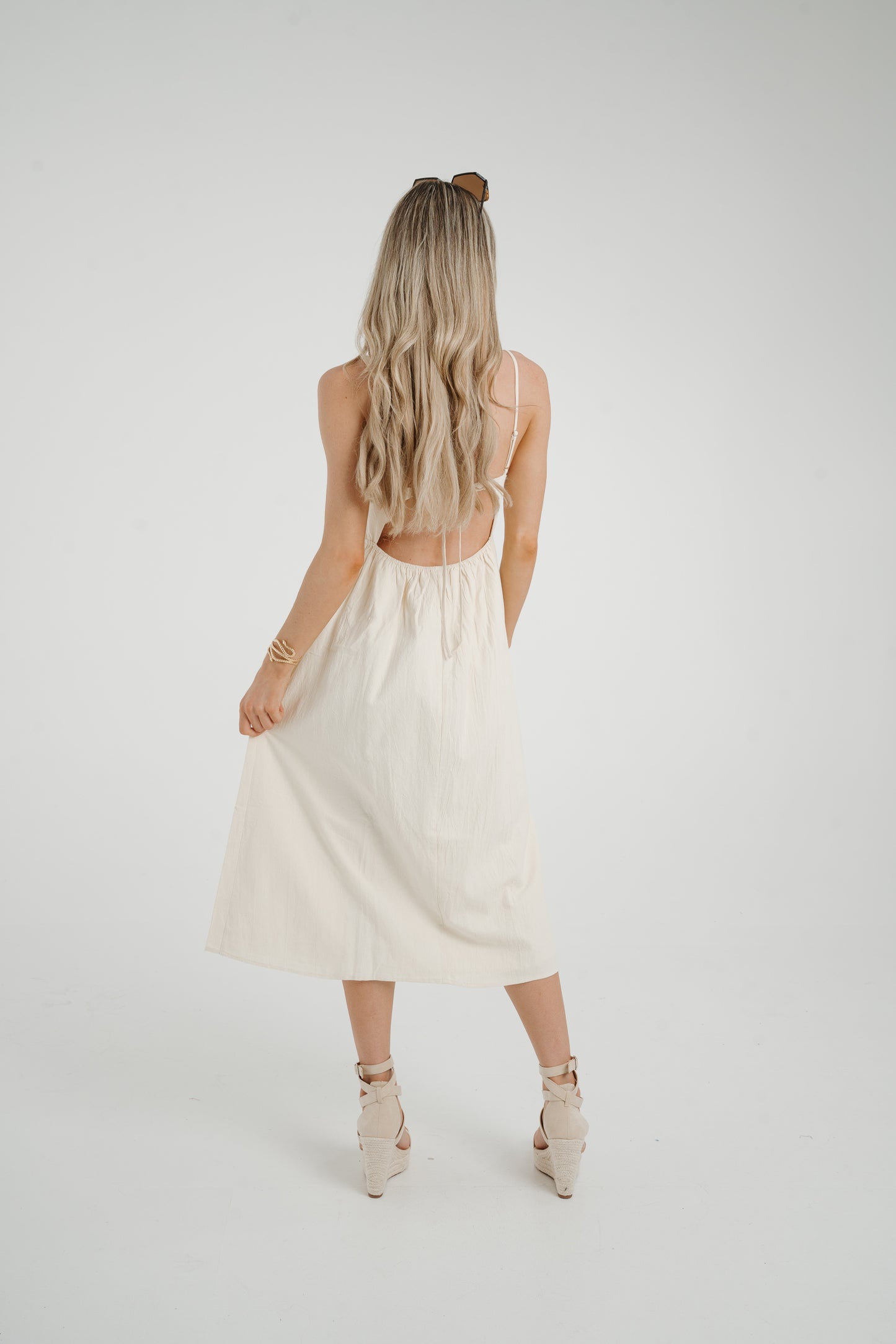 Frankie Button Front Dress In Cream