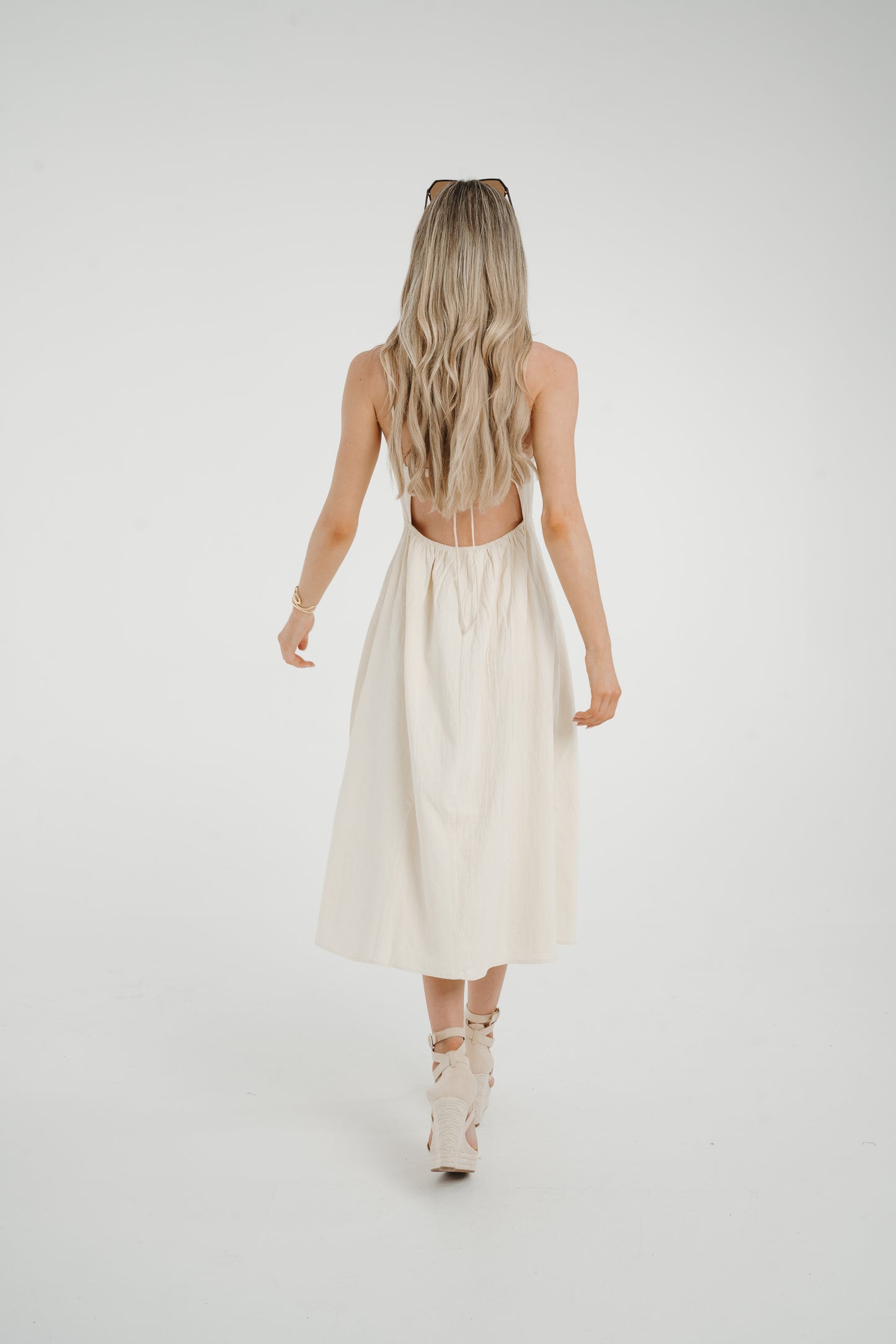 Frankie Button Front Dress In Cream
