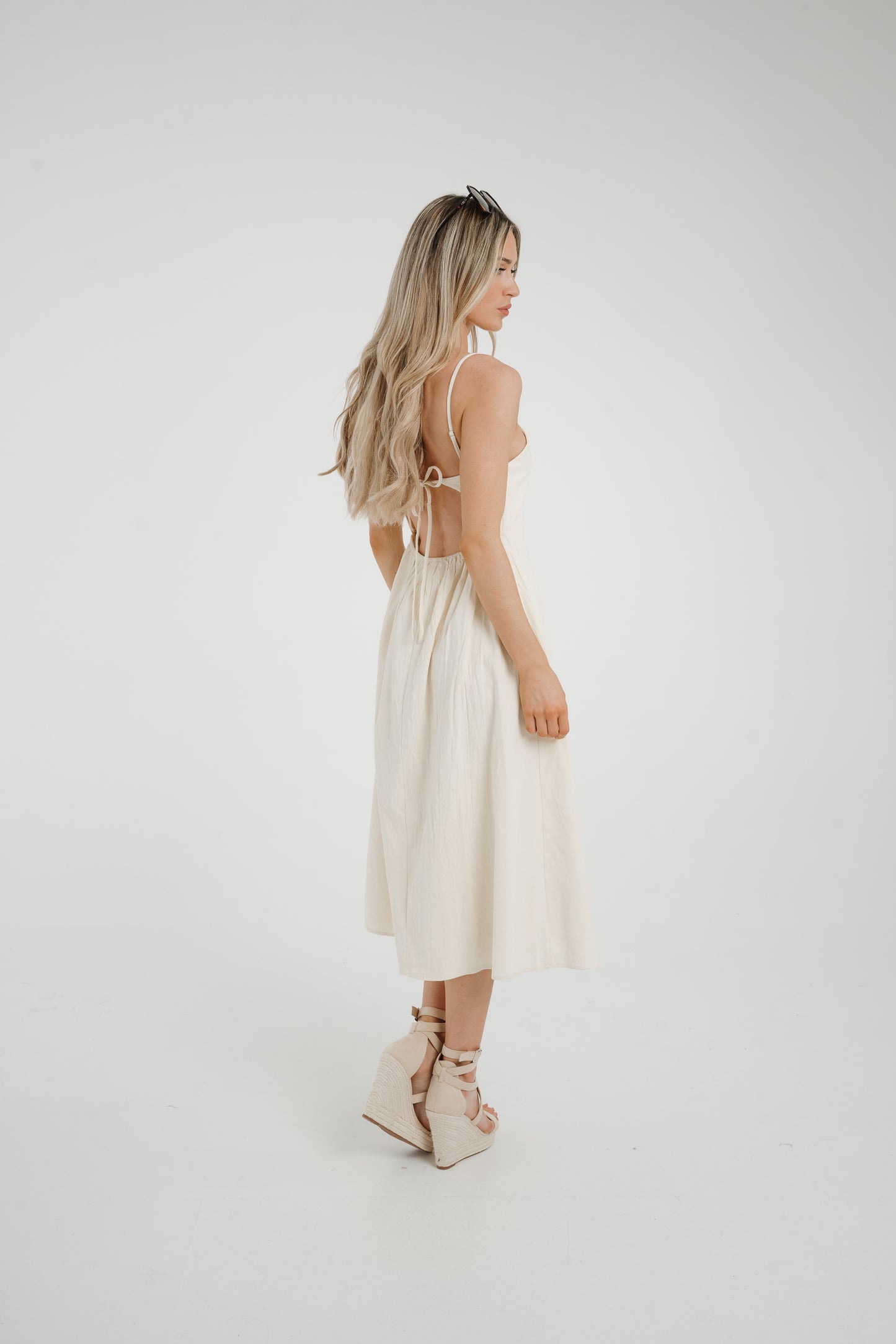 Frankie Button Front Dress In Cream