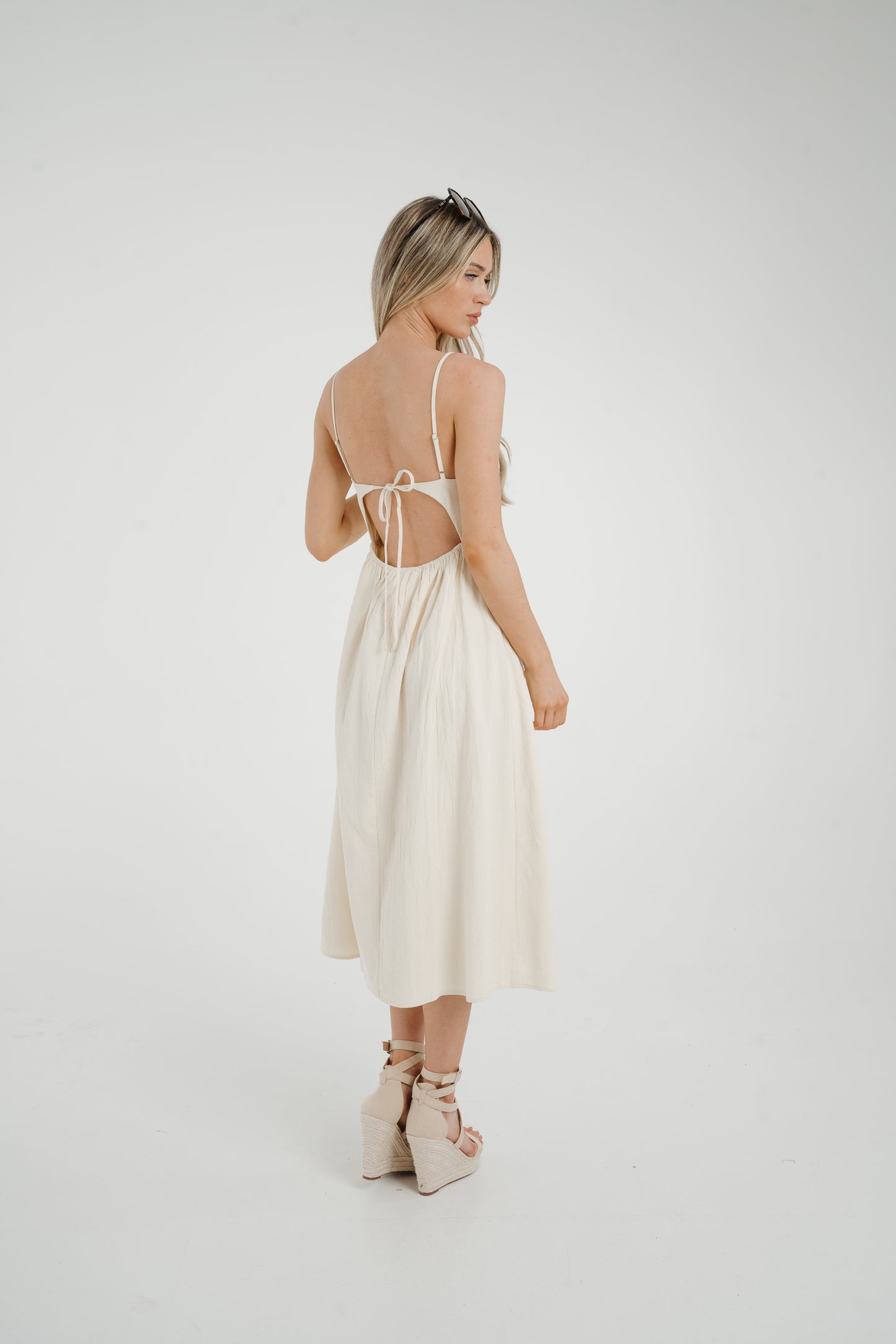 Frankie Button Front Dress In Cream
