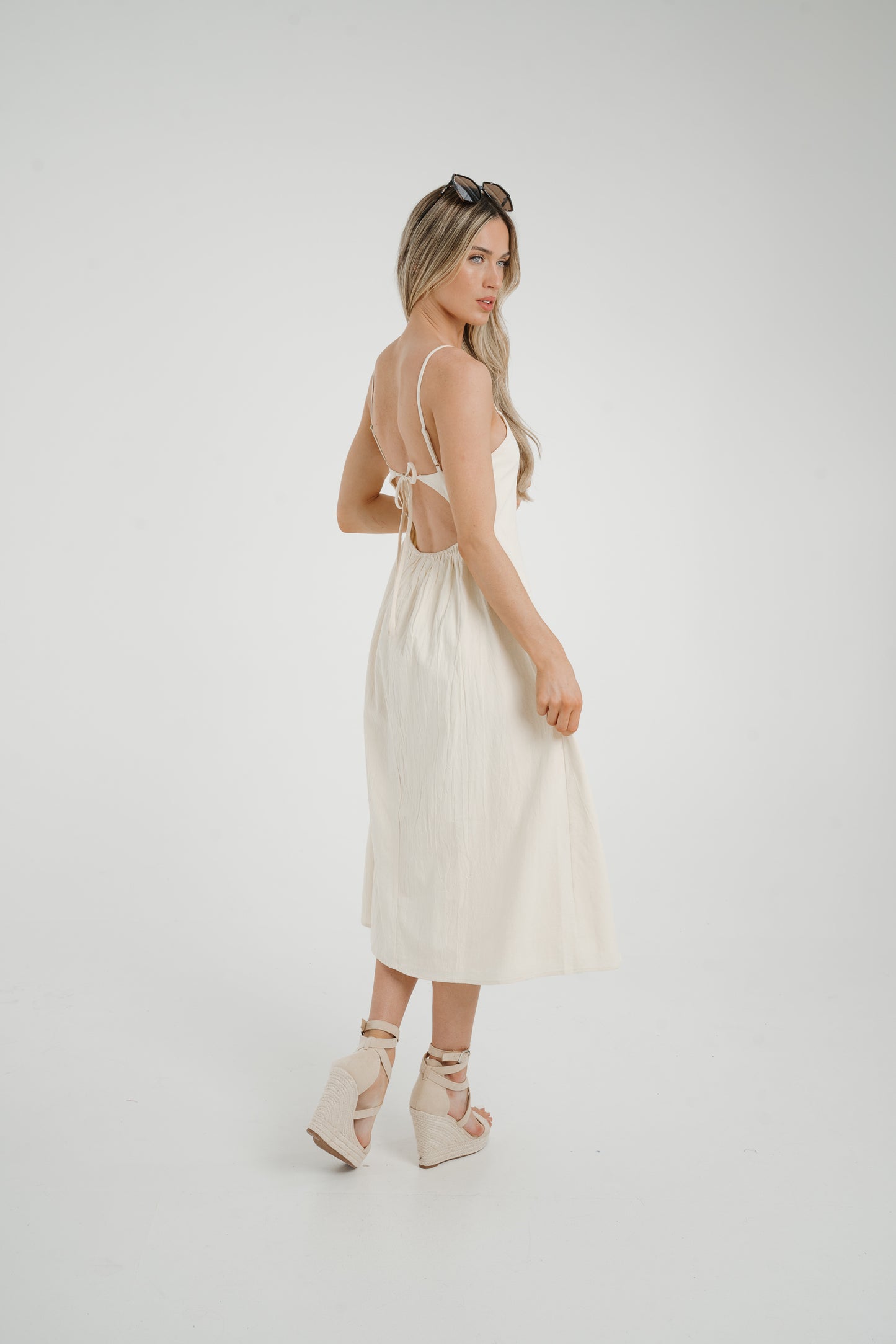Frankie Button Front Dress In Cream