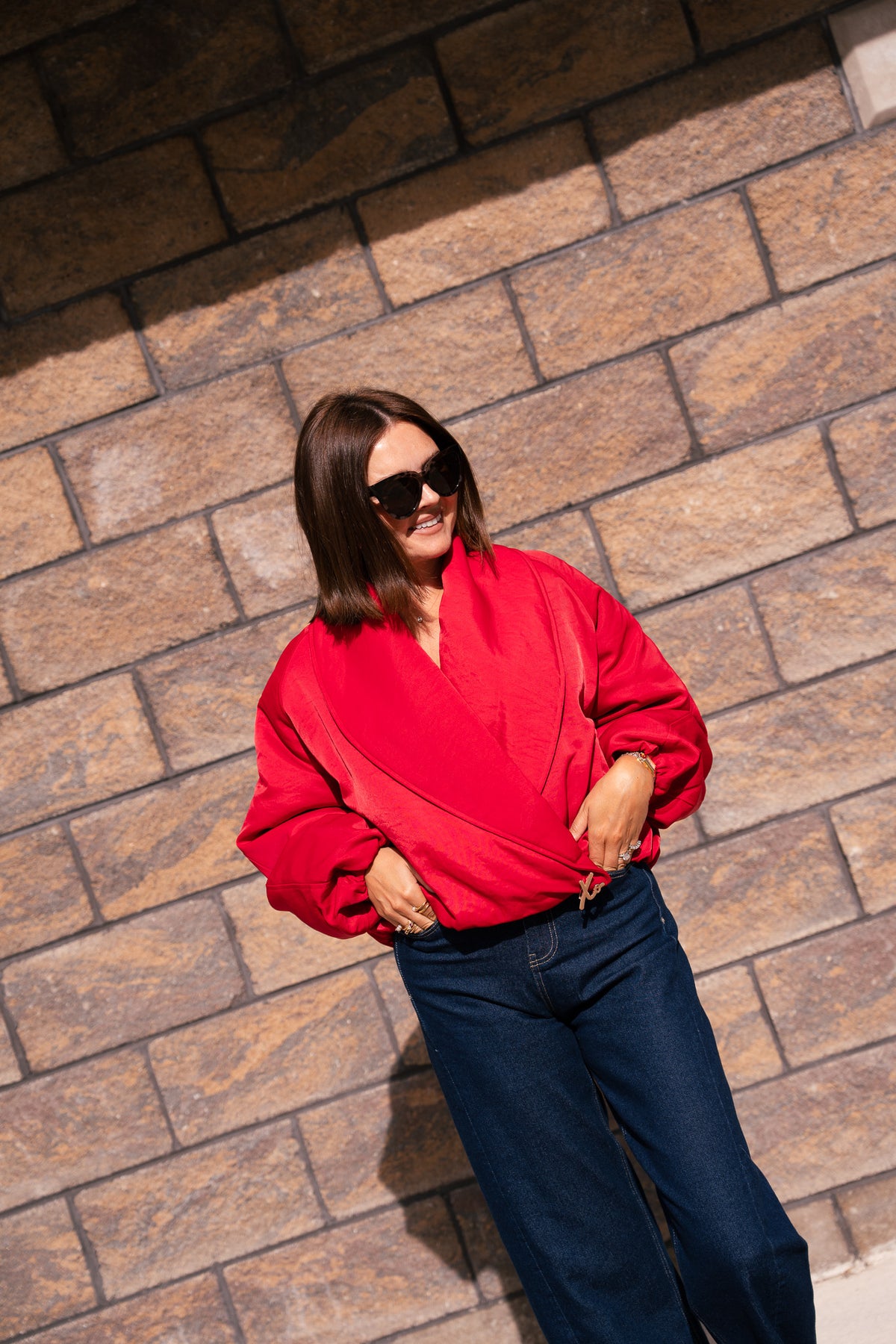 Love Laura Statement Collar Jacket In Red