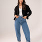 Love Laura White Trim Jacket In Black