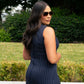 Love Laura Pinstripe Shirt Dress In Navy