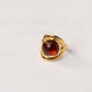 Olive Chunky Amber Ring In Gold